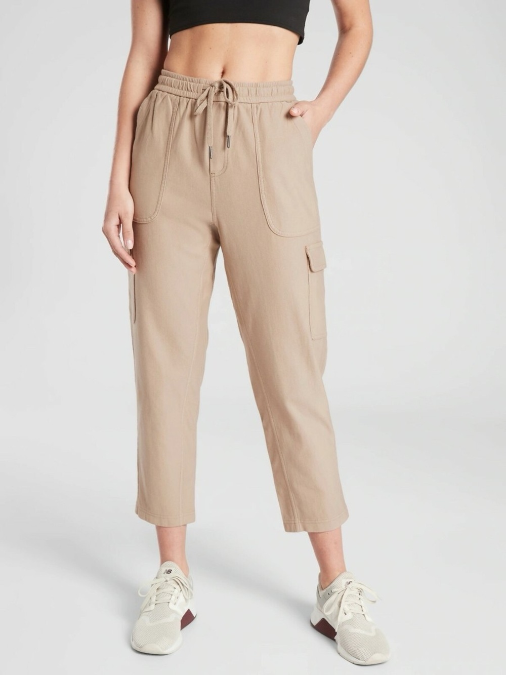 Athleta Farallon Cargo Crop Pull On Pants #531093 Casual Organic Cotton